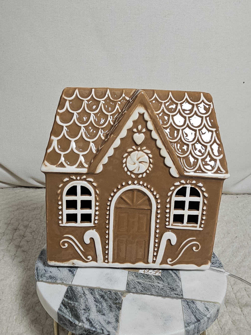Gingerbread Ceramic House Holiday Decor Led Cupcakes And Cashmere